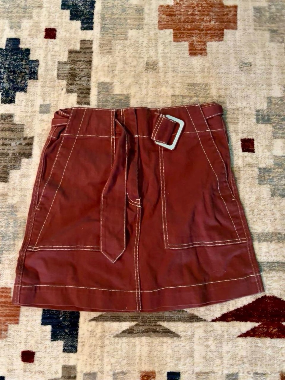 GBX Rust-Red High-Waist Mini Skirt with Belt